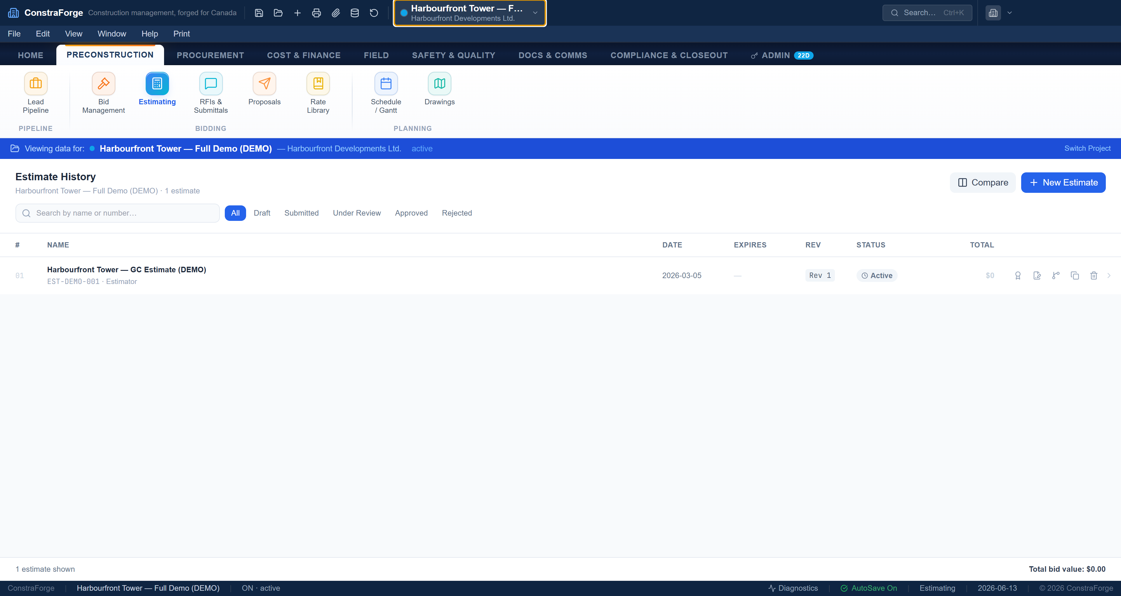 Estimating workspace
